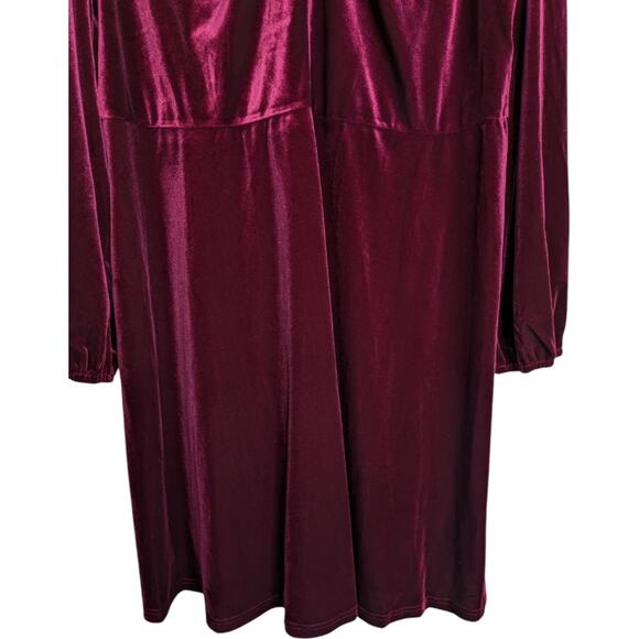 NEW Modern Abstract Taylor Velvet Midi Dress 3X Red Burgundy Twist Neck Keyhole - Picture 3 of 12